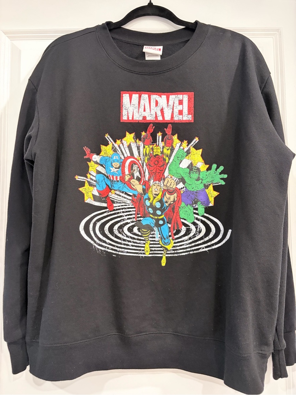 Marvel Avengers Graphic Crewneck Sweatshirt Youth XXL Black